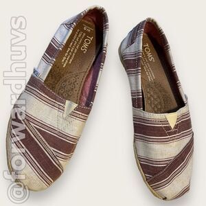 TOMS Wine & Off White Slip On Flats Women’s Size 5
